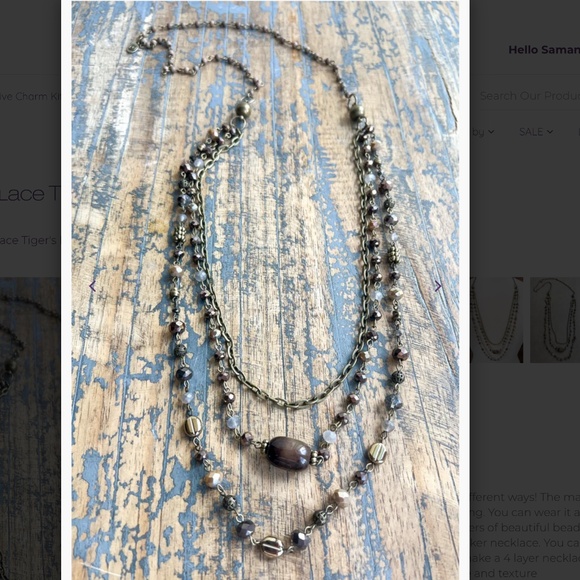 Bohemian “ Medina 2 “ Magnetic Adjustable Beaded Necklace Tigers Eye - Picture 2 of 7